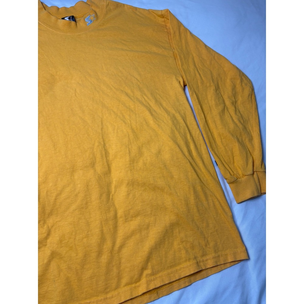 Starter Long Sleeve T-Shirt Mens Medium Yellow Excellent Embroidered Logo Cotton - Picture 8 of 11